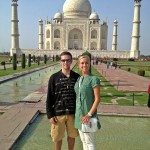 My husband and me in front of the Taj Mahal.