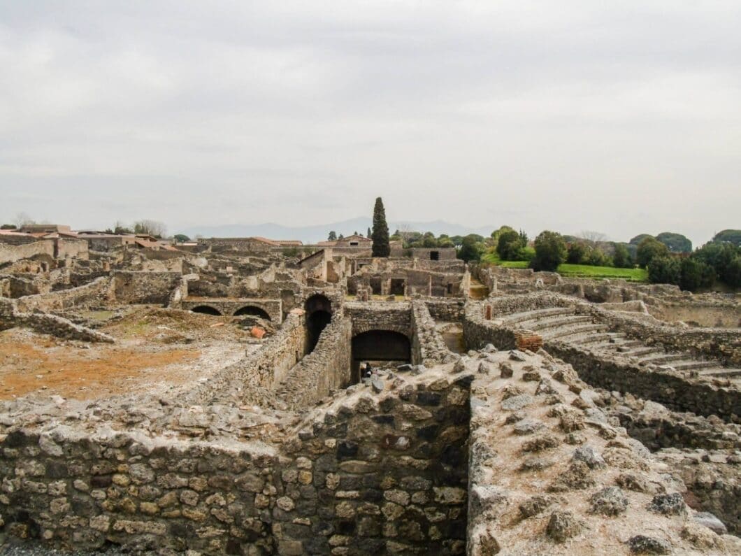 Overlooking the ruins of Pompeii.