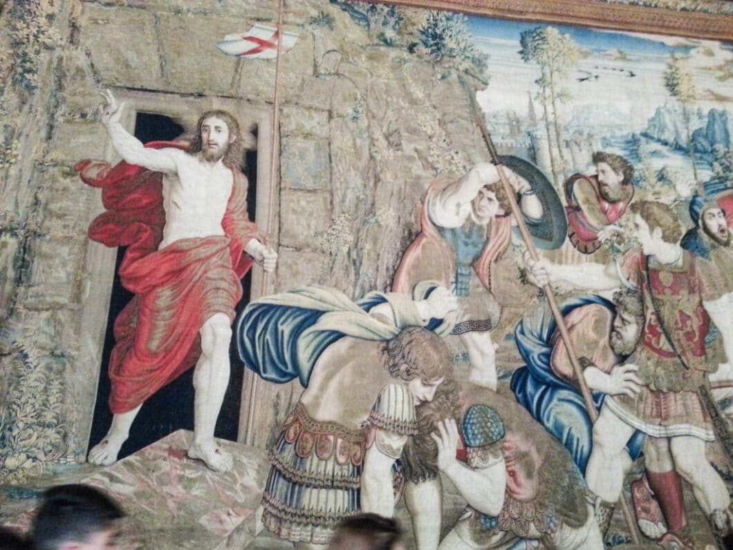 The Resurrection of Christ tapestry from the 16th century. These tapestries are enormous, and took up entire walls. Needless to say, the took many, many years to make. 
