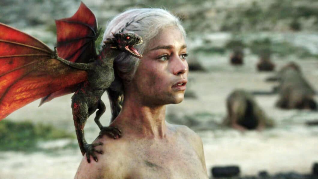 Daenerys & her baby dragon. Image from www.independent.co.uk