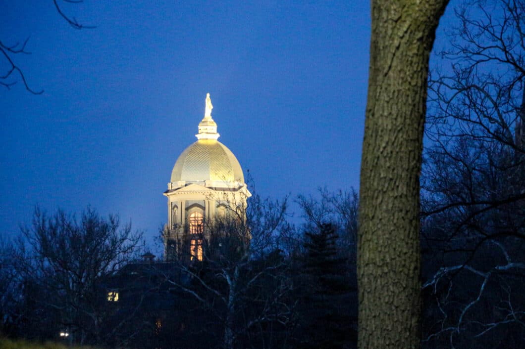 The Dome on Notre Dame's campus, with its statue of the Virgin Mary. (Photo credit: Trina.)
