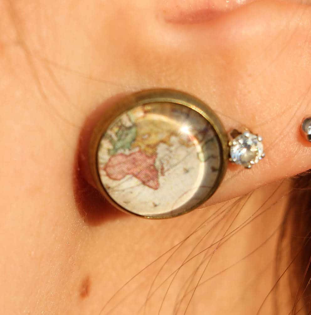 Handmade map earrings