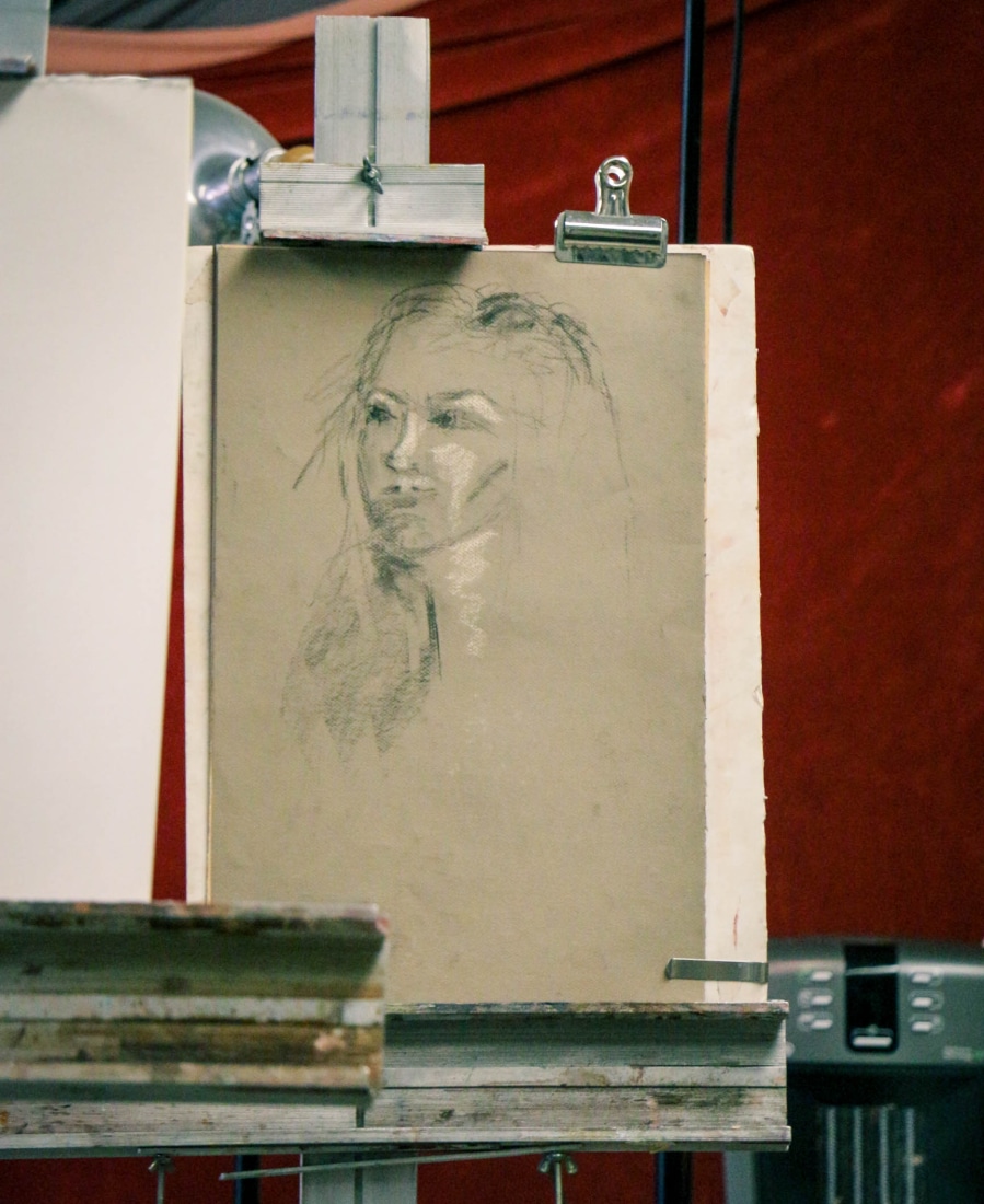 The beginning stages of the portrait.