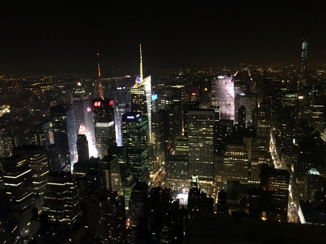 View from the Empire State Building at night.