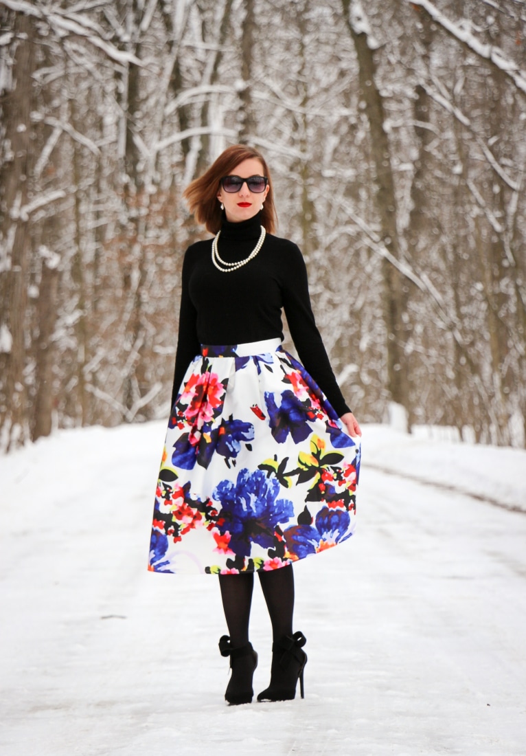 Shein Floral midi skirt