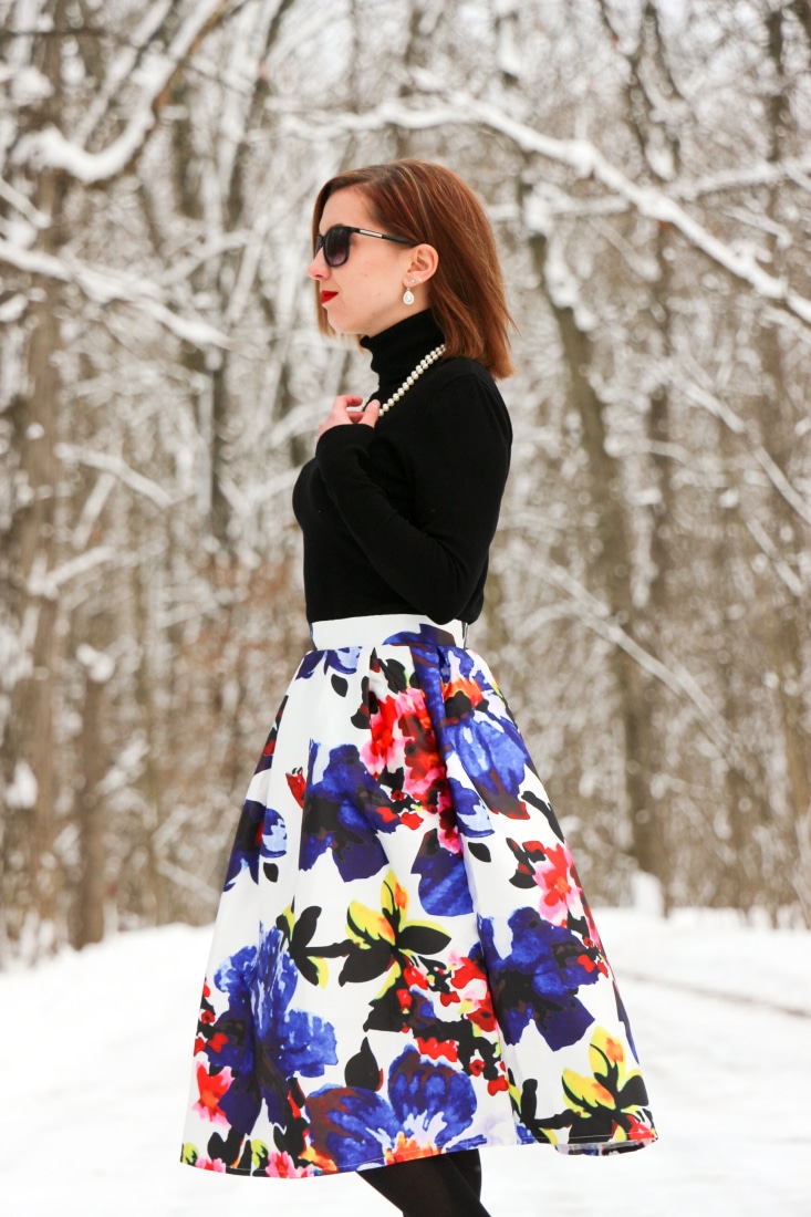 Shein Floral Midi Skirt