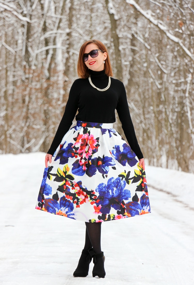 Floral Midi Skirt Shein