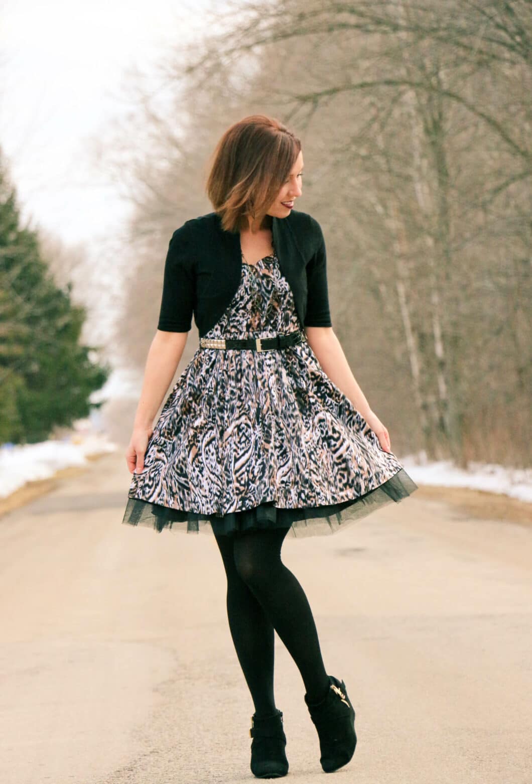 leopard print tulle dress