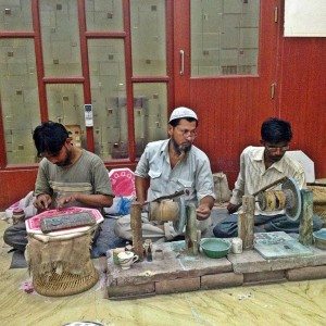 Marble makers near the Taj Mahal.