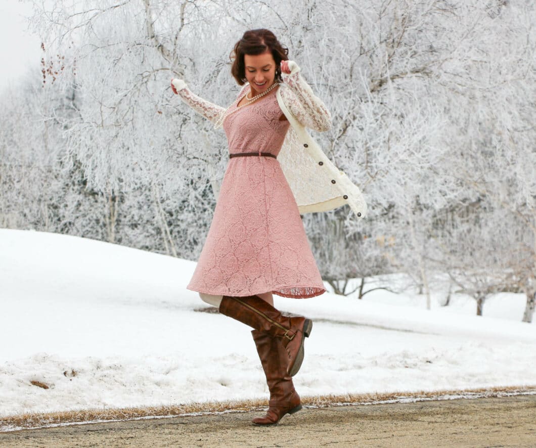 Styling a PinkBlush Dress for a Winter Wonderland