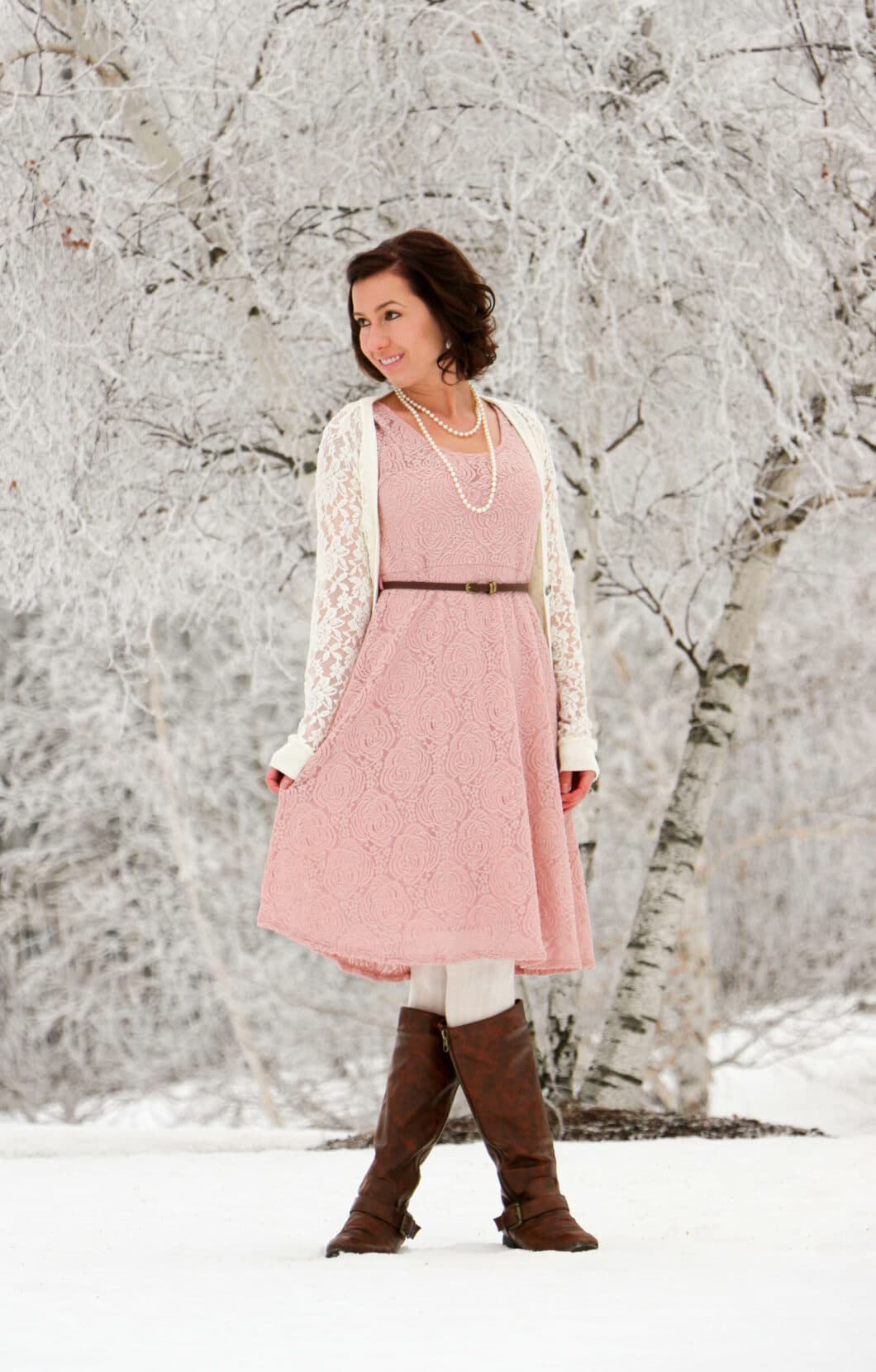 Styling a PinkBlush Dress for a Winter Wonderland