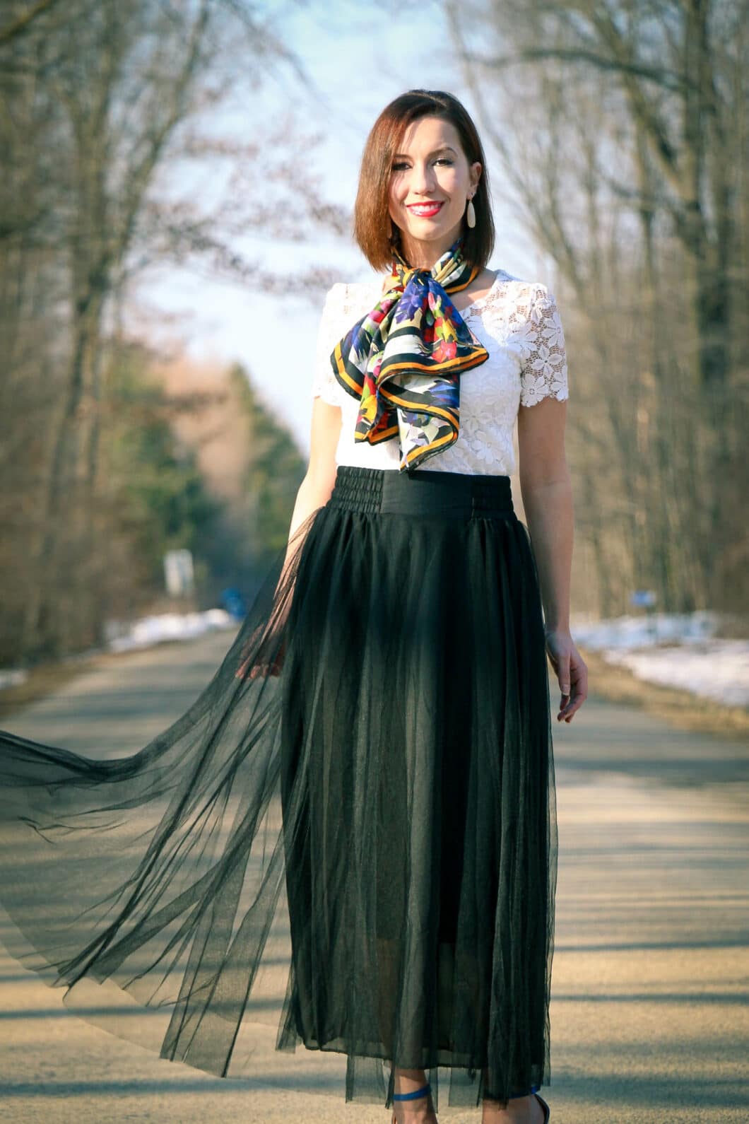 NewChic Tulle Skirt and Demon TZ scarf