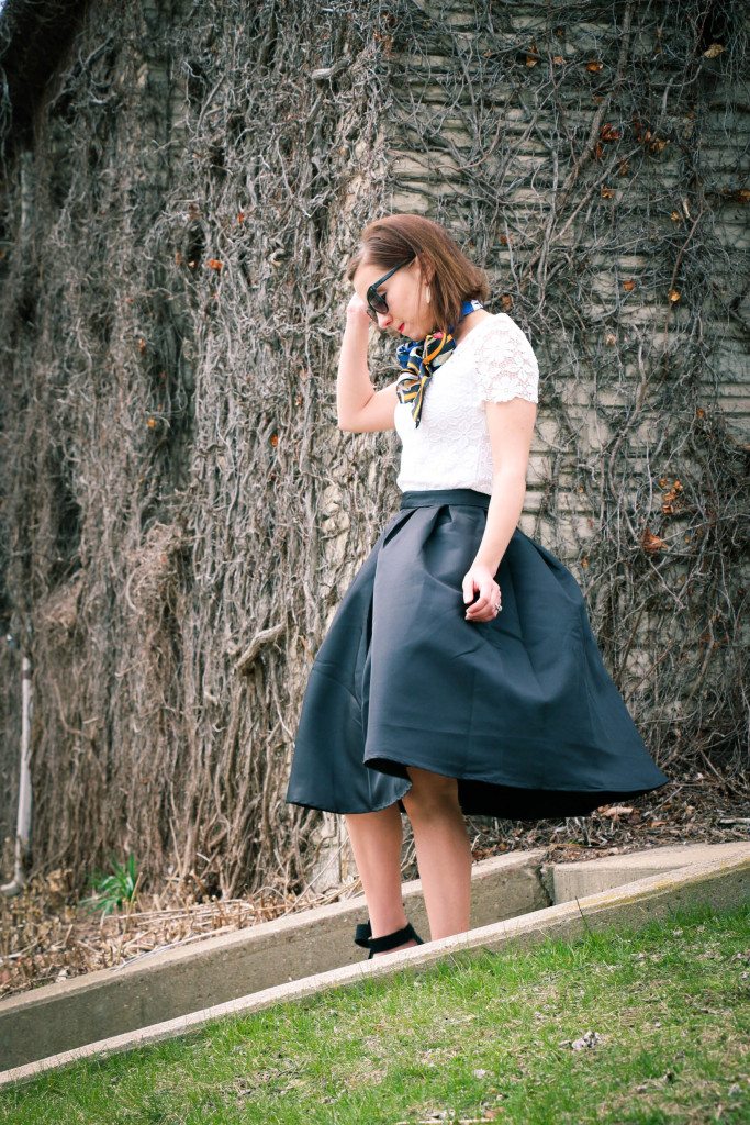 Romwe Black Midi Skirt