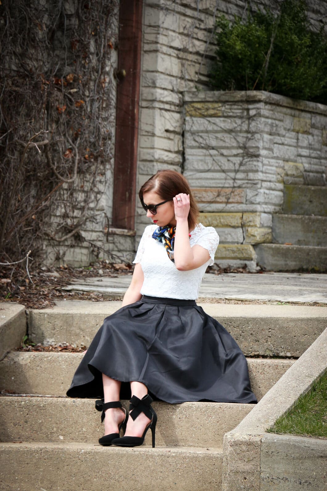 Romwe Black Midi Skirt