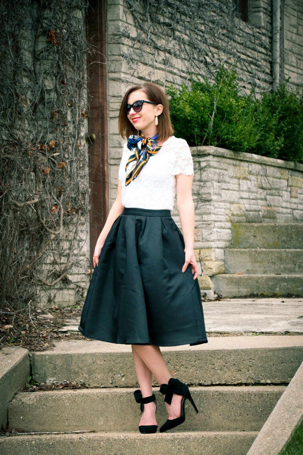 Romwe Black Midi Skirt