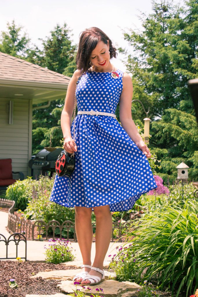 Shein blue polka dot dress