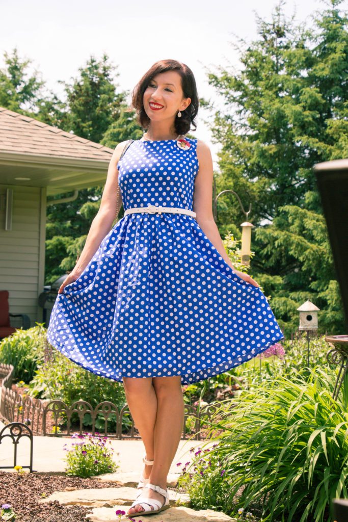 Shein blue polka dot dress