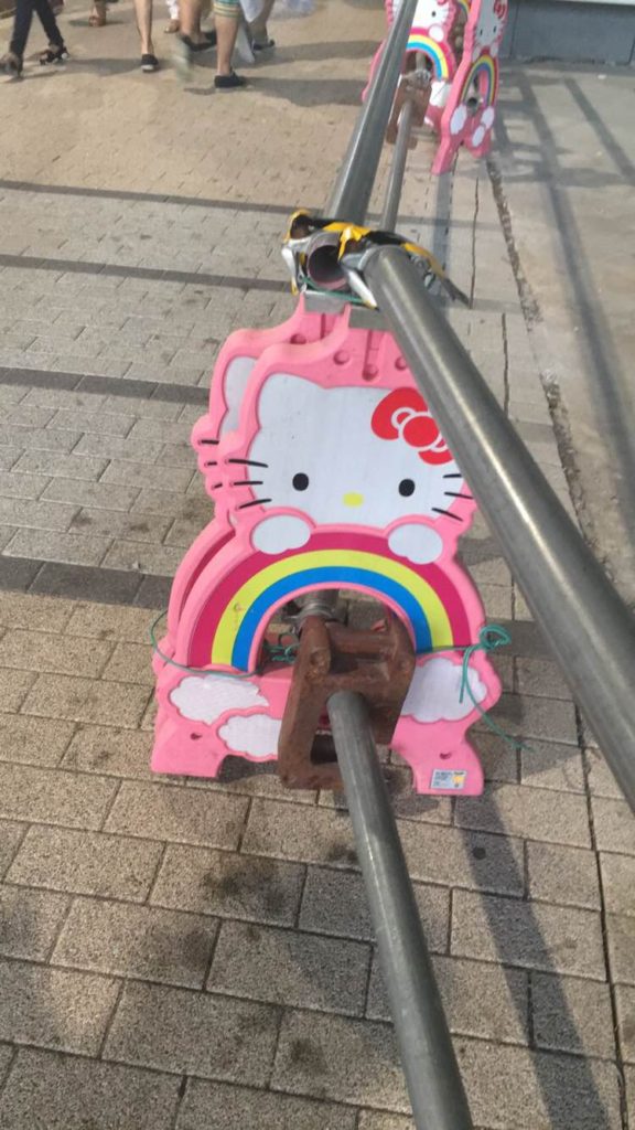 Hello Kitty signage on the streets of Japan.
