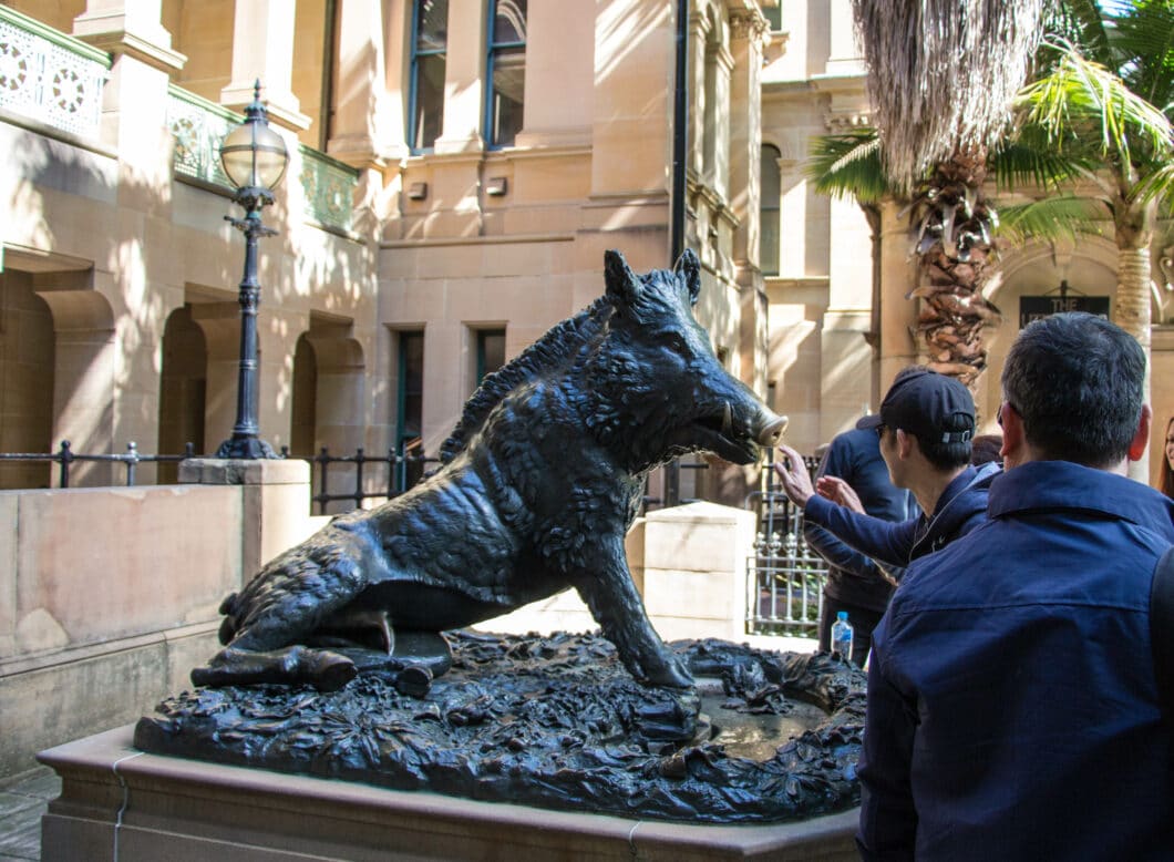 rum hospital boar statue