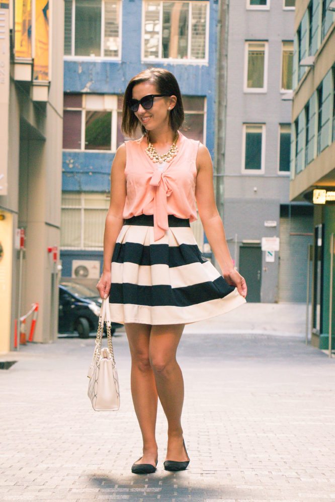 Black & White Striped Skirt Outfit