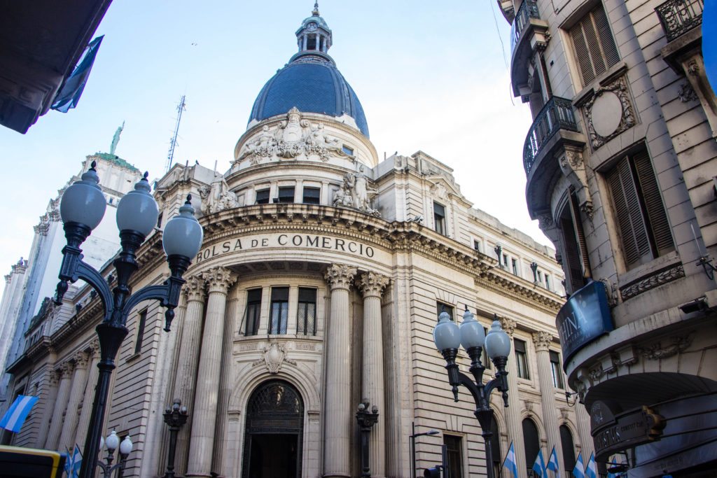 View of Bolsa De Comercio building in Rosario, Argentina.