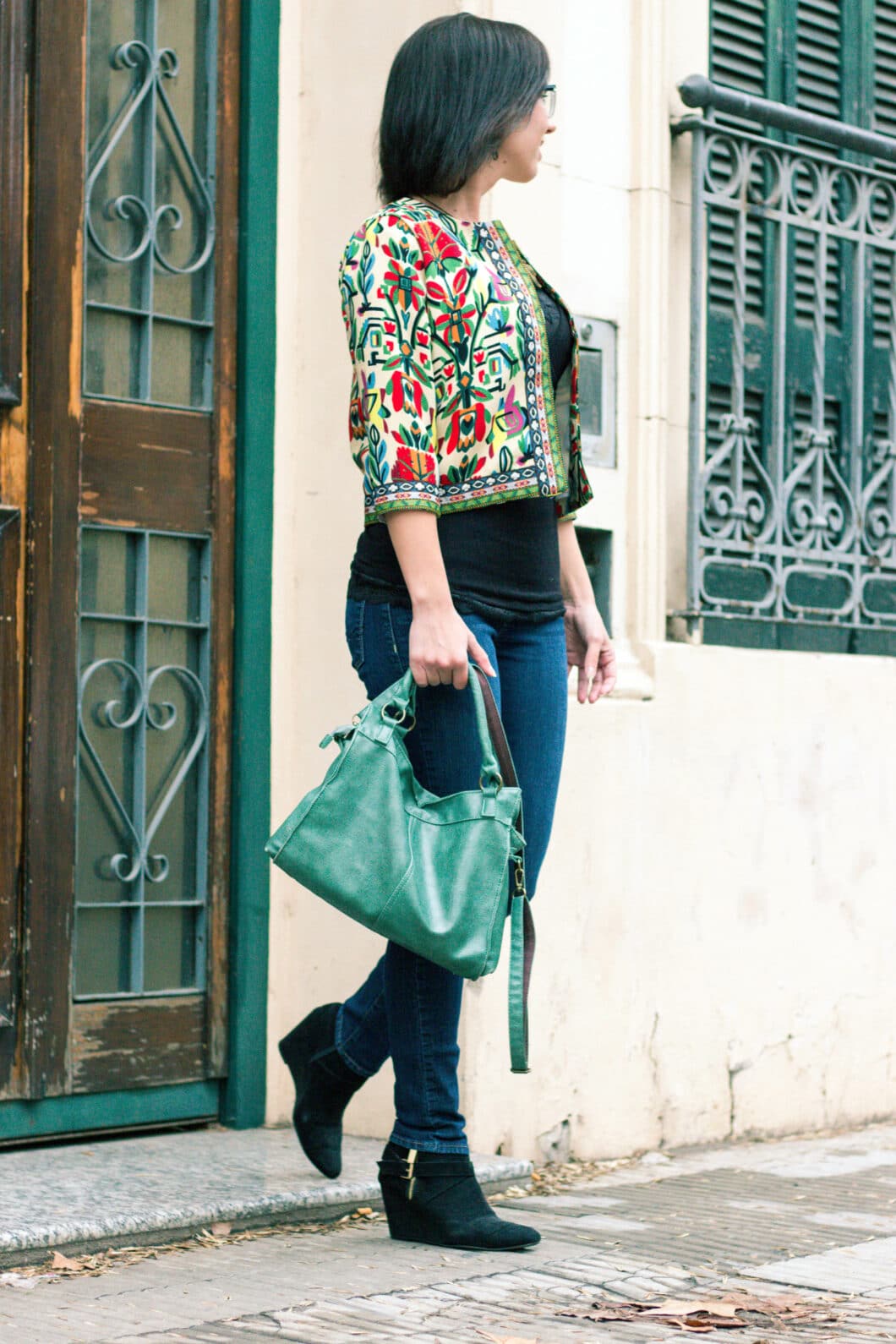 Shein floral cropped jacket