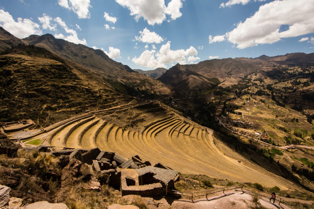 A stunning view of the Inca Terraces in Pisac, Peru