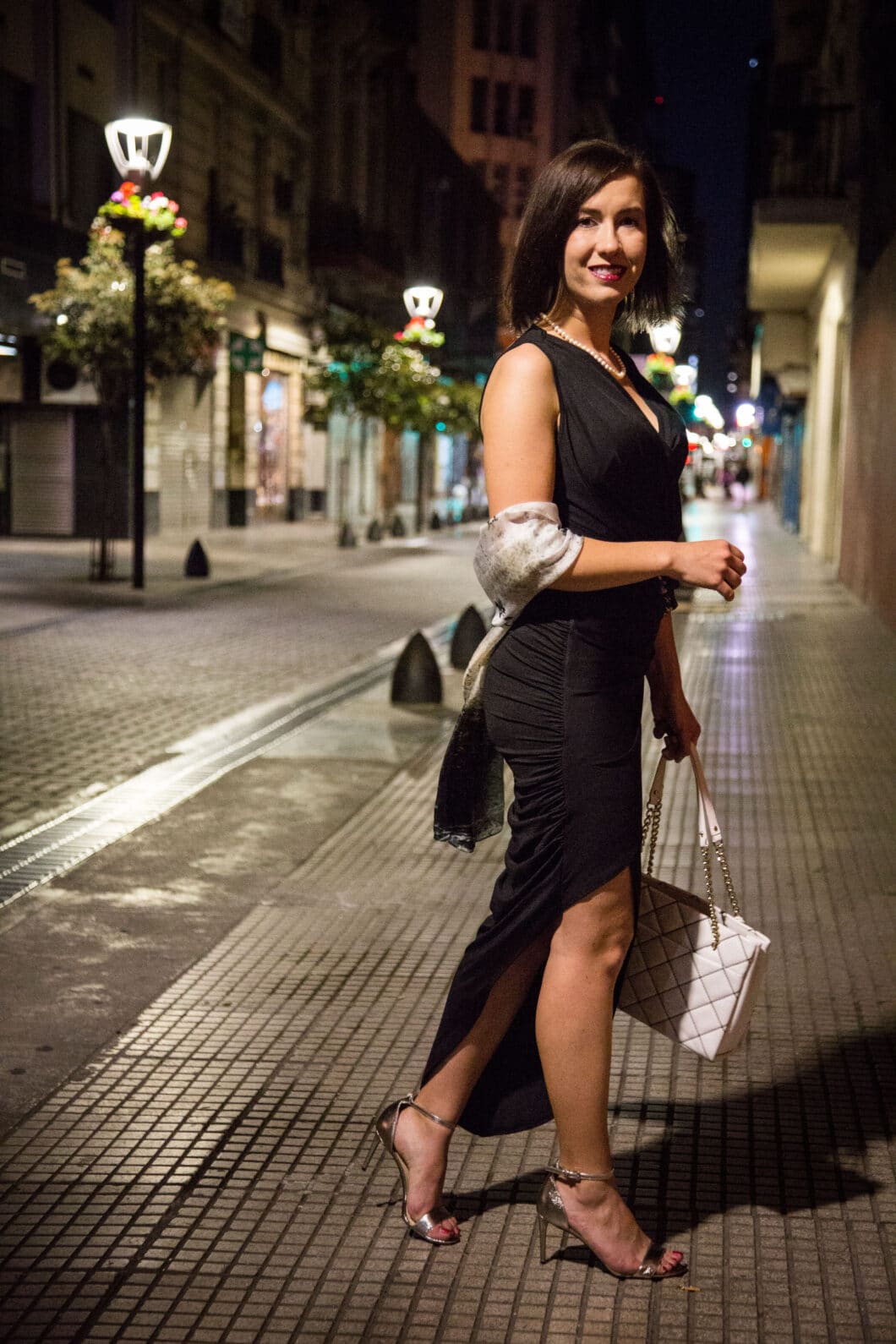 Tobi black dress + Asian Eye silk scarf