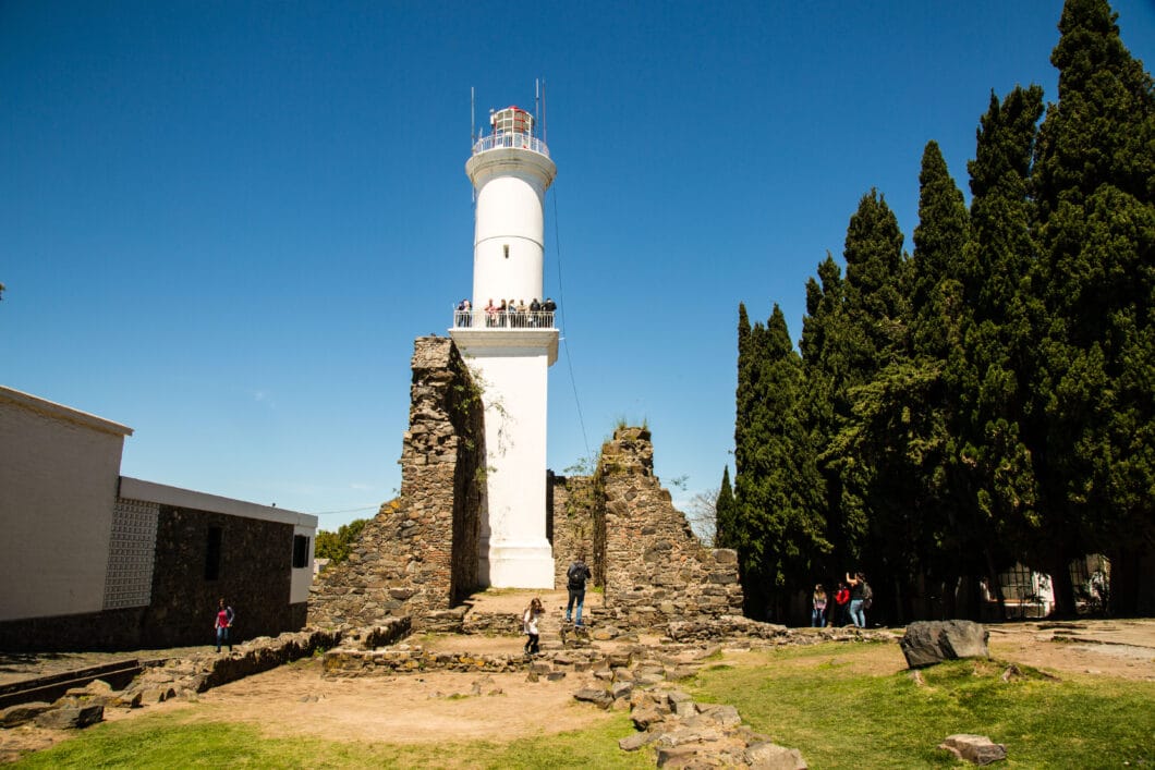 Lighthouse and convent ruins of the 17th century Convent of San Francisco