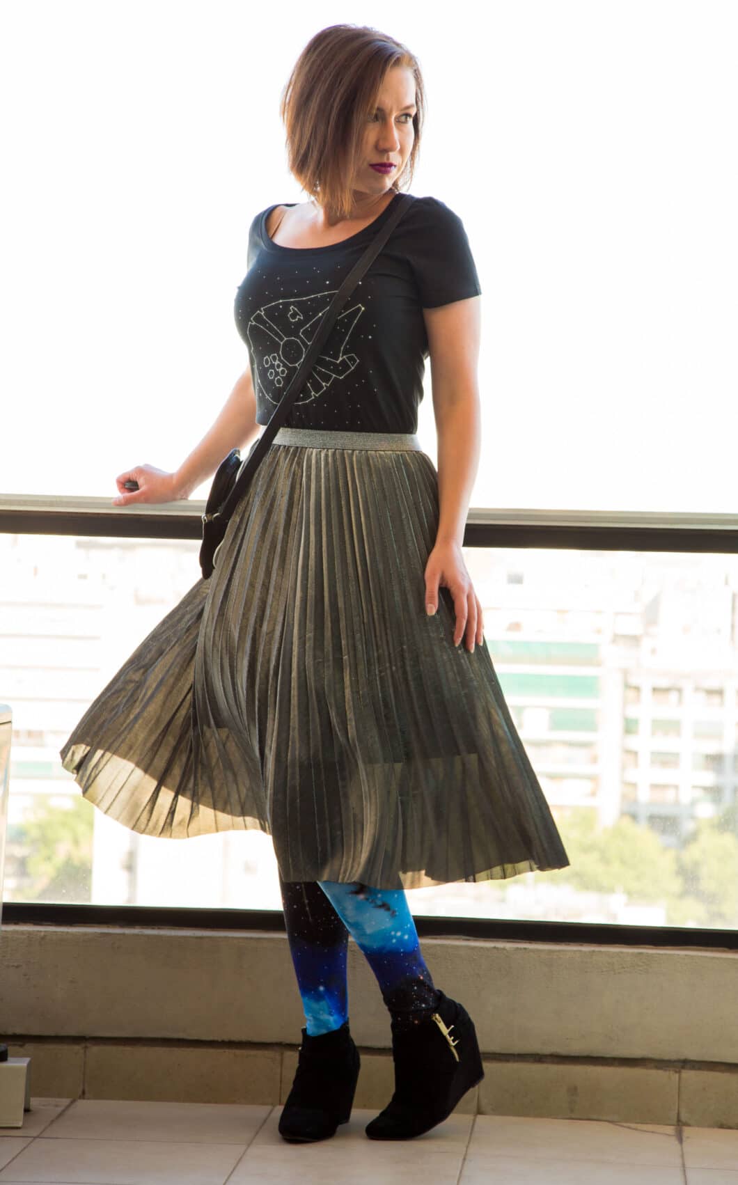 Radish Apparel Millennium Falcon Shirt + Metallic Skirt + Galaxy Leggings