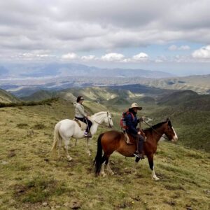 Riding horses through the Andes