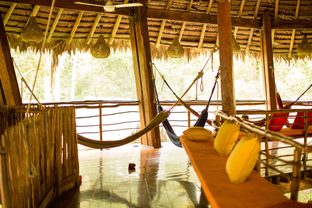 hammocks in the main lodge