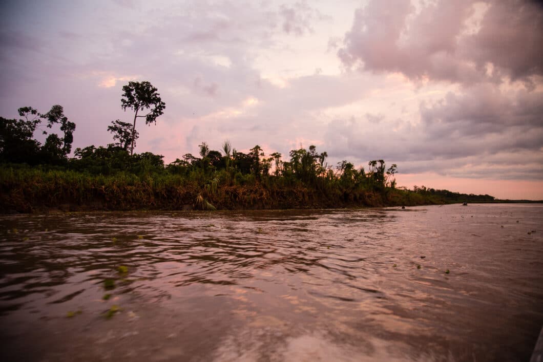 Watching the beautiful sunset while visiting a villege in the Amazon 