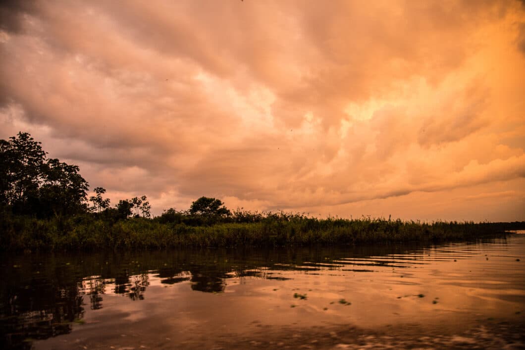 The beautiful view of the sunset is really amaze us while Visiting a Village in the Amazon