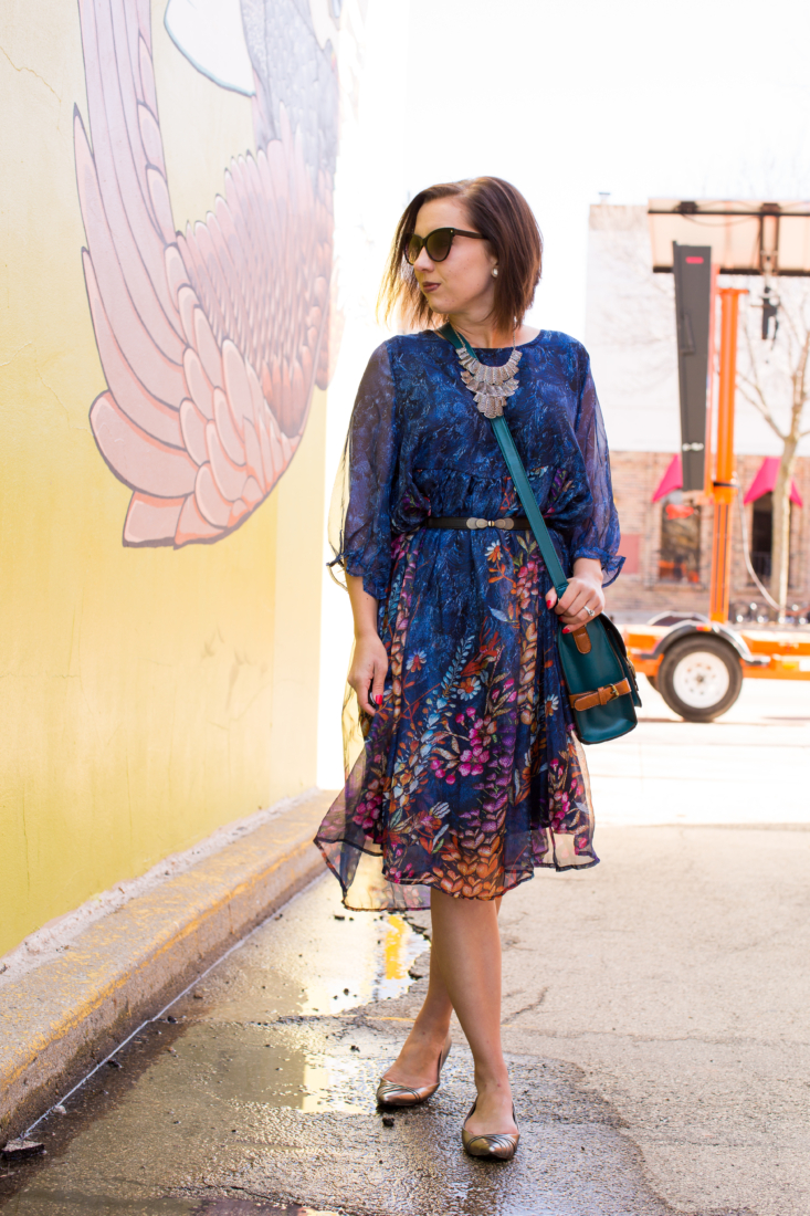 EvaTrends floral smock dress