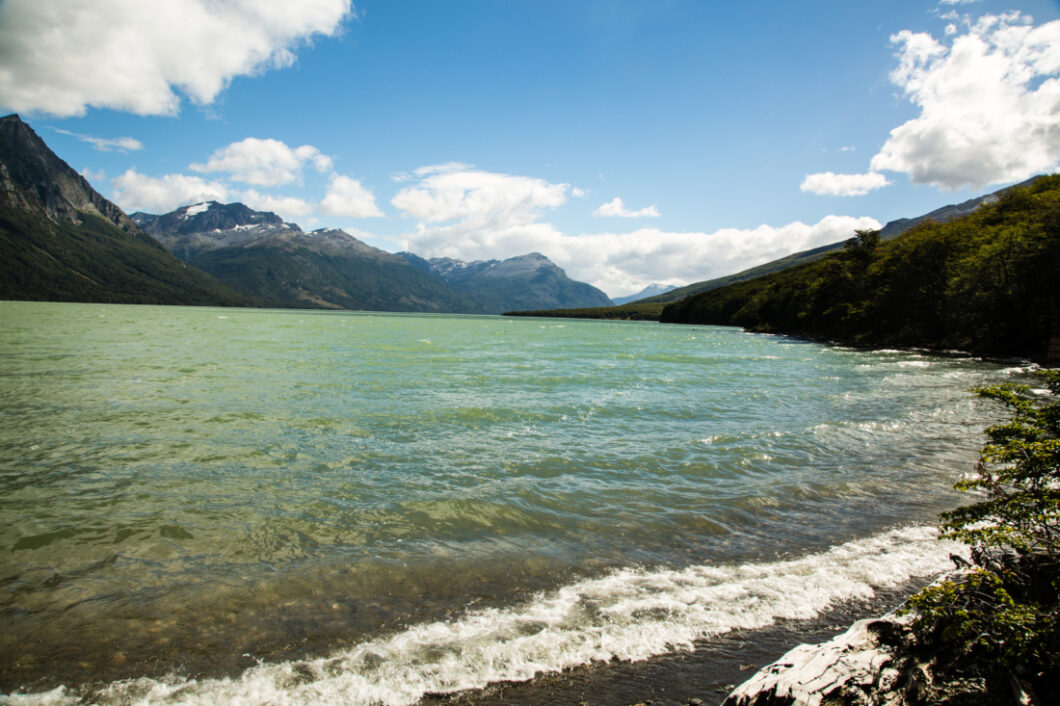 A blue green lake inside Tierra del Fuego