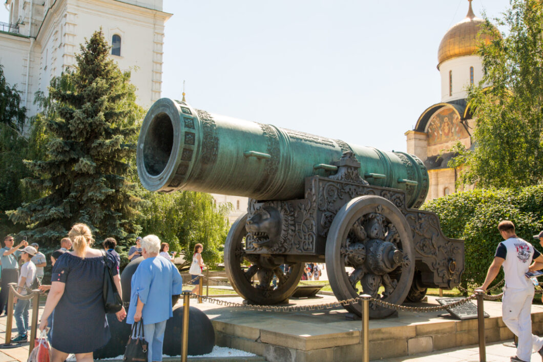 The Tsar Cannon in the Kremlin is the world's largest cannon, on display in the heart of the Kremlin.