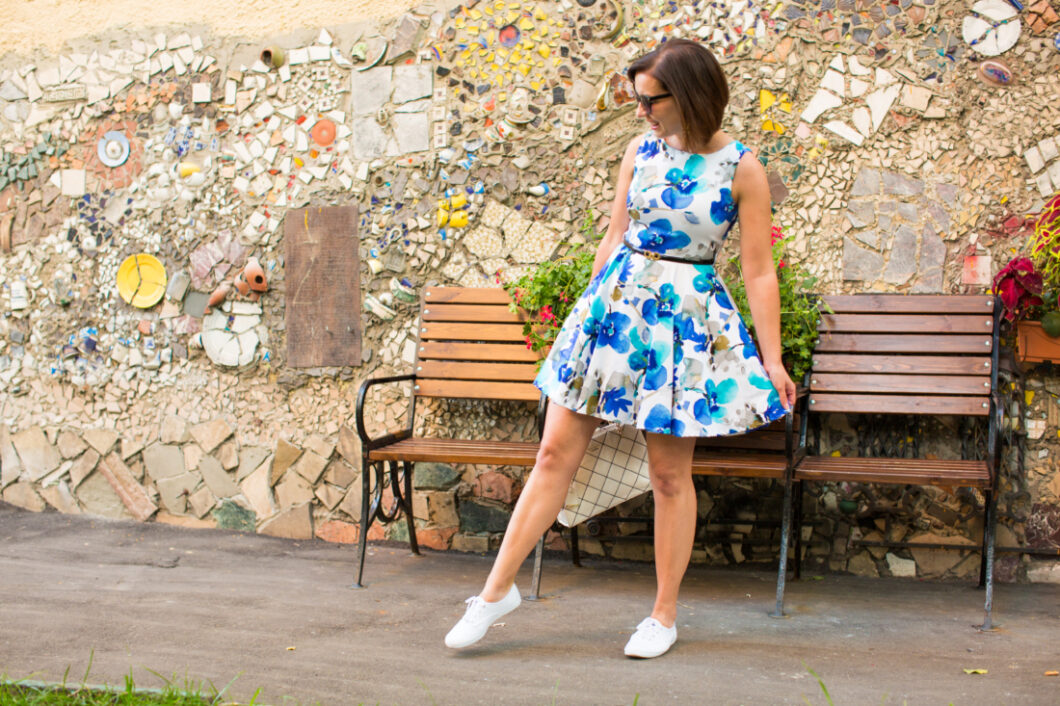 dress and sneakers