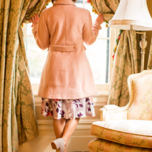 Wearing Pink in Fall - ModCloth coat, floral skirt, suede loafers