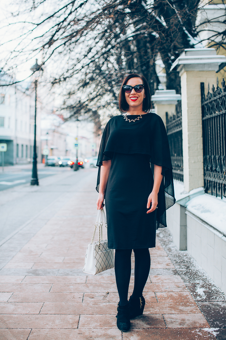 Grace Karin Black Cape Dress 30th Birthday Outfit