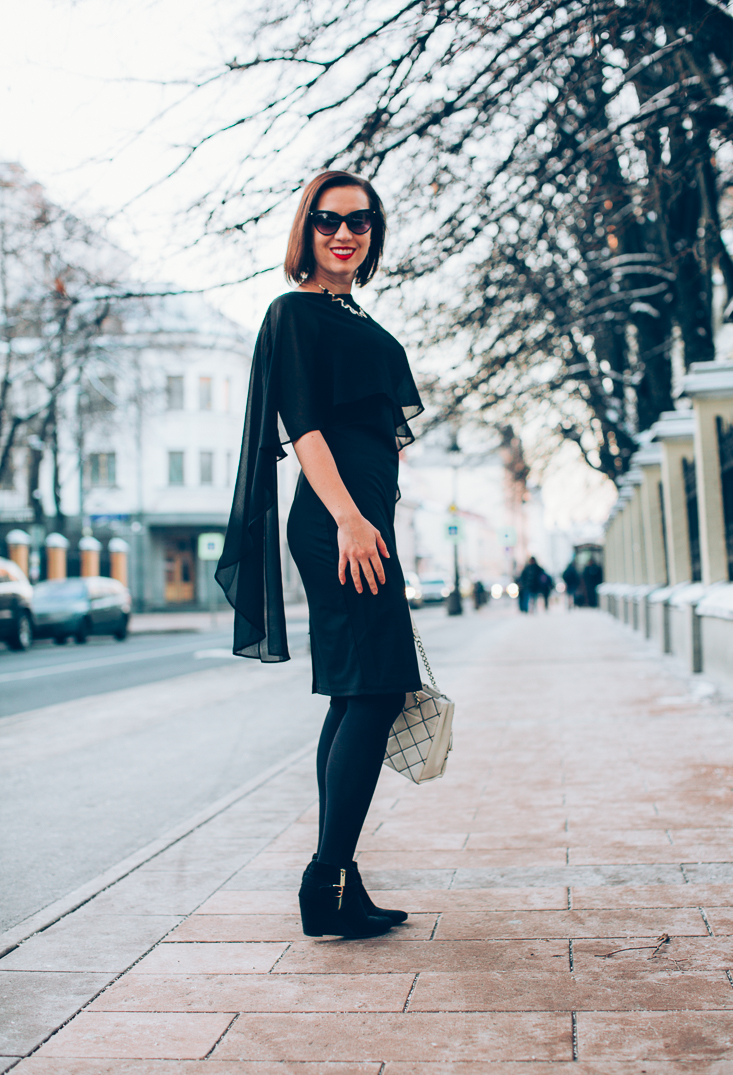 Grace Karin Black Cape Dress 30th Birthday Outfit