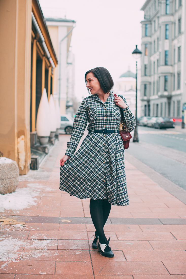 Green sales flannel dress