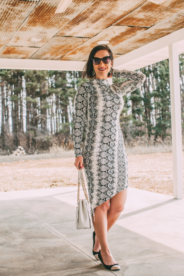 Snakeskin Dress from Femme Luxe honest review by Lindsey Puls from Have Clothes Will Travel