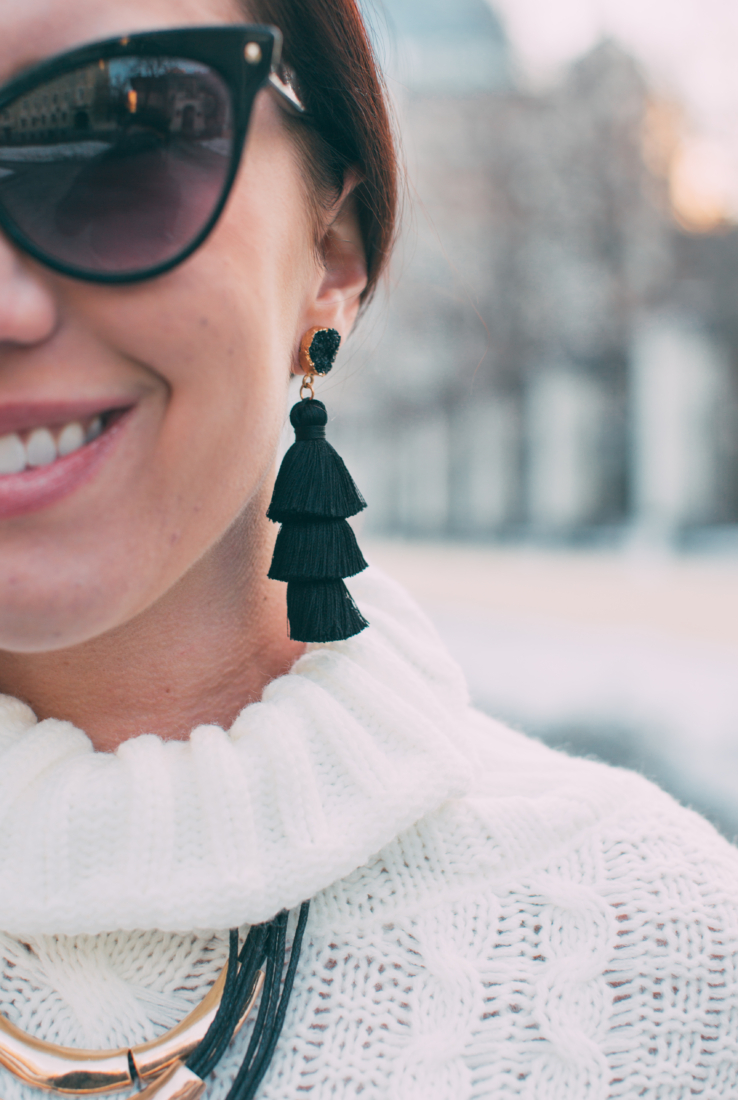 Black tassel earrings 