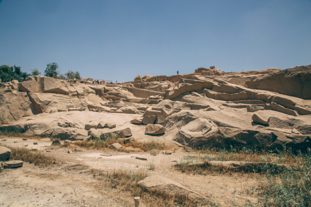 Ancient quarry with the unfinished obelisk in Aswan, Egypt.