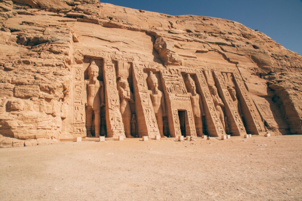 A photo of the front of Nefatari's temple at Abu Simbel.