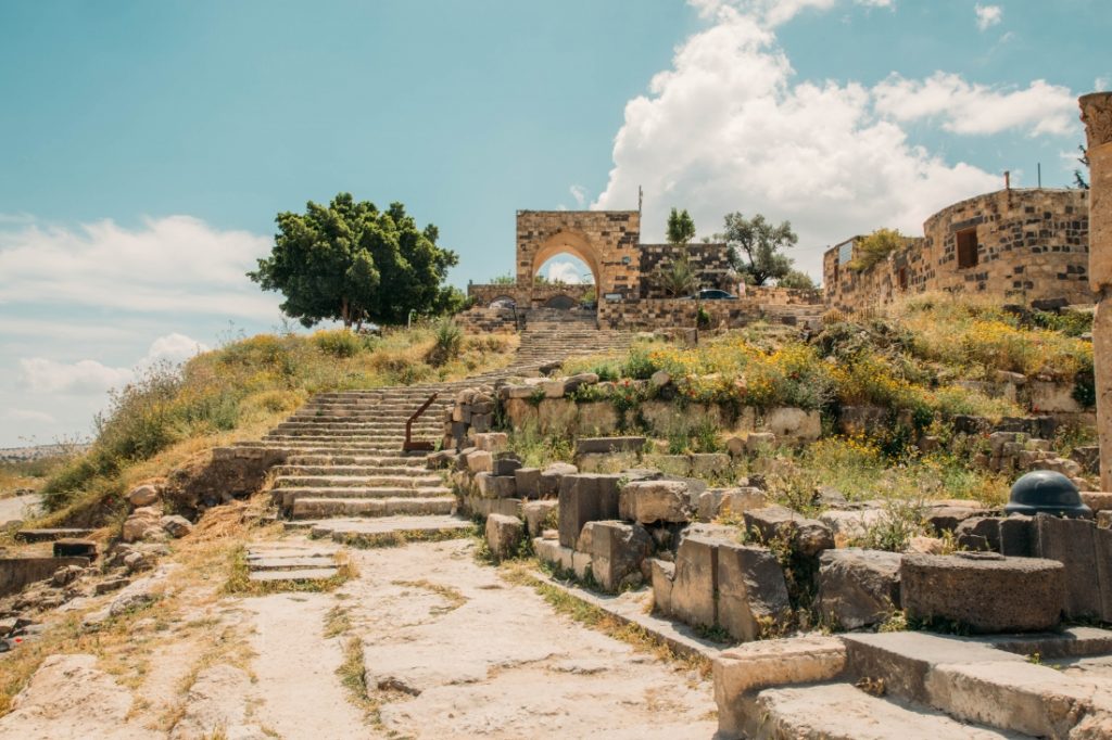The ruins of the ancient city of Um Qais (or um Qeis).