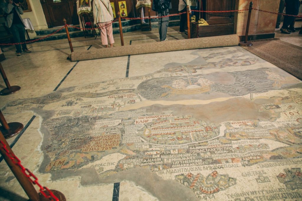 A view of the Madaba Map in the early Byzantine church of Saint George