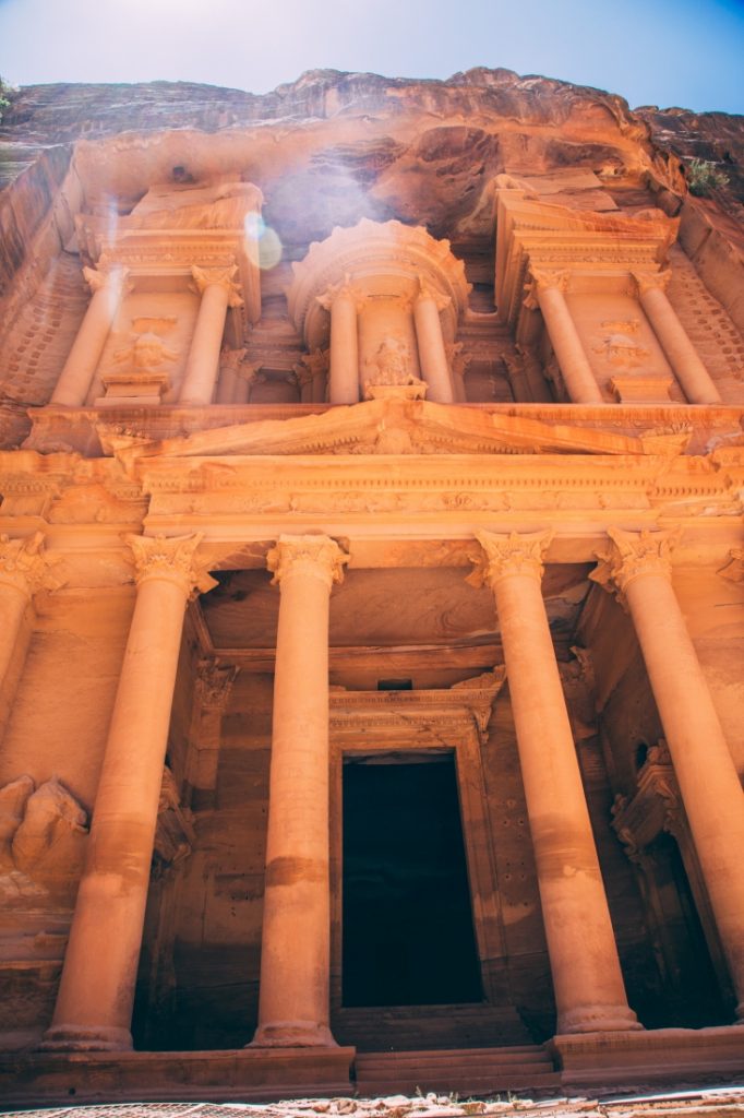 A view of the Treasury from the ground at Petra