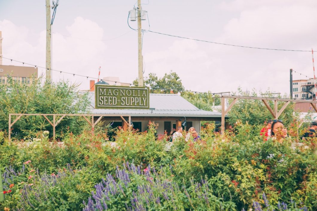 The garden area at Magnolia Market